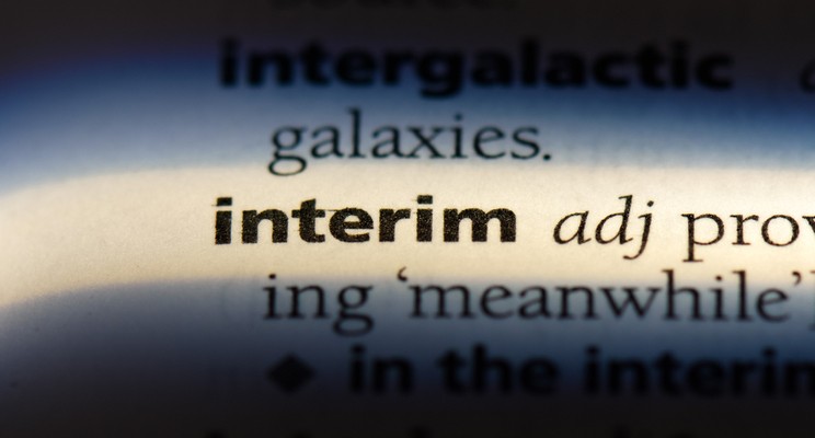 A dictionary entry for the word interim, defined as provisional or meanwhile.